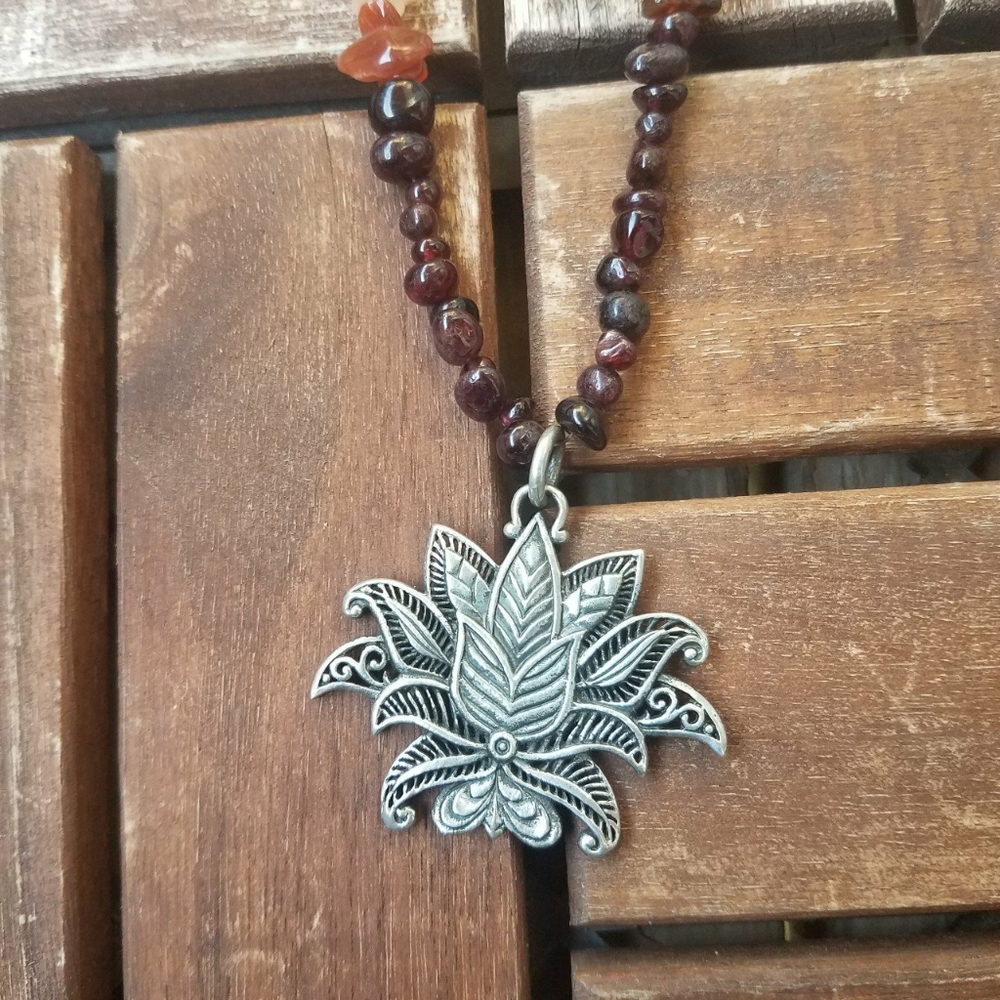 Crystal chakra Lotus necklace